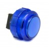 Blue translucent Crown Button 30 mm, 3/4 view.