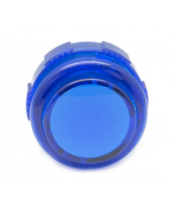 Blue translucent Crown Button 30 mm, front view.
