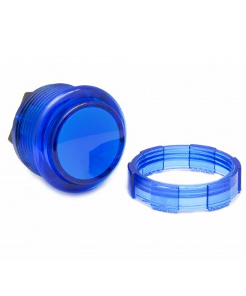 Blue translucent Crown Button 30 mm, full view.