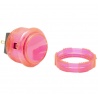 Pink Crown Samducksa button, 30 mm, translucent, full view.