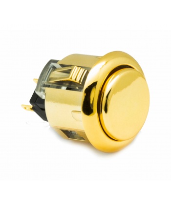 Sanwa metal button OBSJ-24, gold color. 3/4 view.