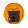 Orange Crown Samducksa button, 30 mm, translucent, back view.
