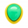Bouton Sanwa en forme d’œuf vert et jaune. Vue de face.