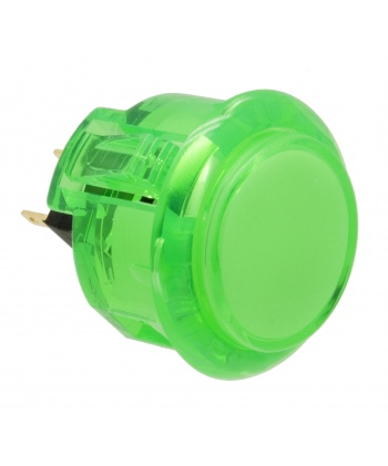 Sanwa 30mm button. Translucent Green, 3/4 view.