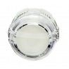 White Crown Samducksa button, 30 mm, translucent, front view.
